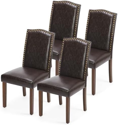 Adirondack Chair Wood - Esszimmerstühle 4er-Set, Moderne PU-Leder Küchenstühle mit