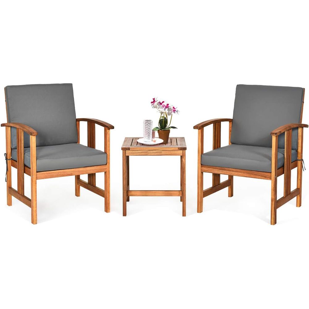 Outdoor Furniture Ofo - 3-teiliges Terrassenmöbel-Set, inklusive 2 gepolsterten Outdoor-Stühlen