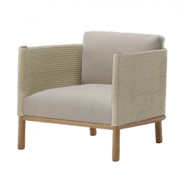 Outdoor Furniture Teak Wood - Teakholzrahmen mit Seilgeflecht, schnelltrocknender Schaumstoff, einsitziges