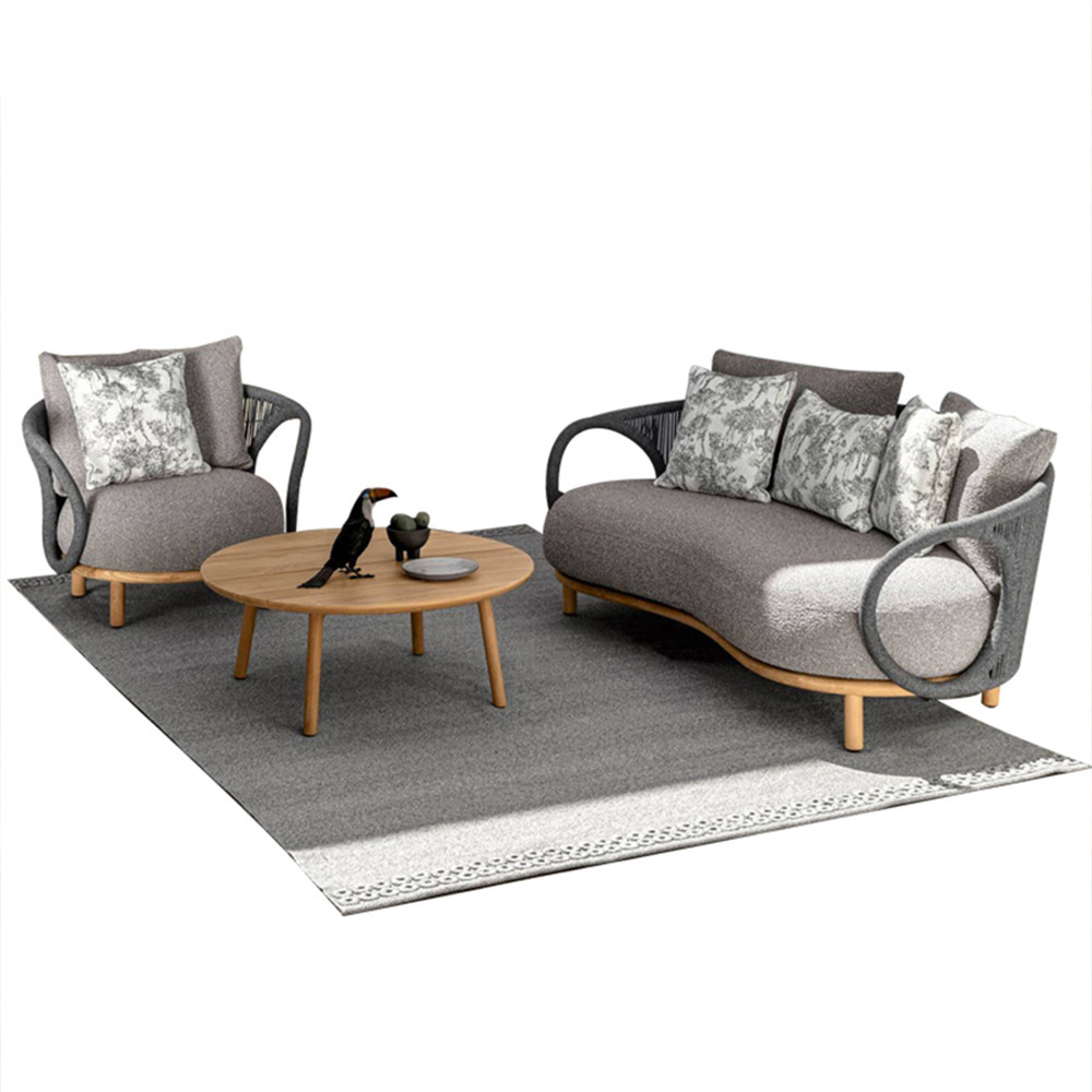 Outdoor Furniture Teak Wood - Outdoor-Rattan-Sofa aus Teakholz für Garten und