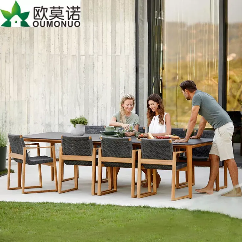 Outdoor Furniture Teak Wood - Outdoor Rattan Teak Essgruppe 1 Tisch