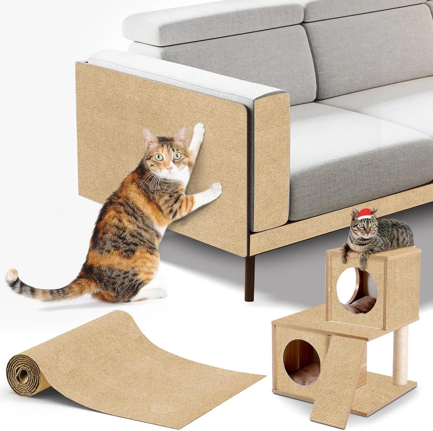 Outdoor Furniture Leg Protectors - Zuschneidbare Selbstklebende Katzen-Kratzmatte DIY Kletter-Kratzschutz für