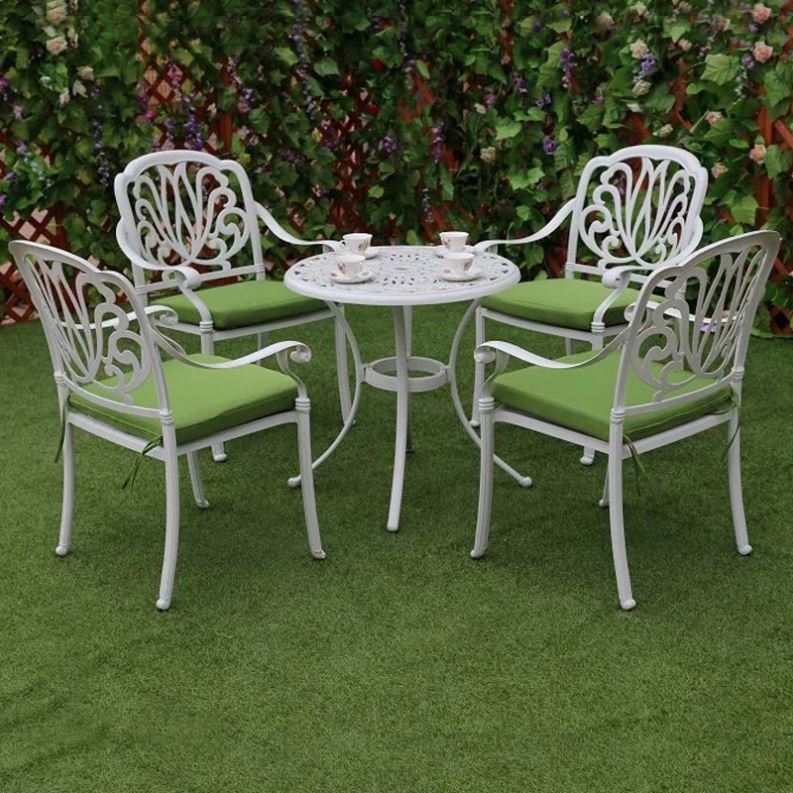 Outdoor Furniture With Fire Pit Table - Gartenmöbel-Set aus Aluminiumguss: Outdoor-Essgruppe mit BBQ-Tisch,