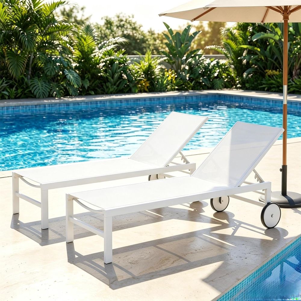 Outdoor Furniture Ofo - Terrassen-Liegestuhl-Set für den Außenbereich, 2er-Set, Pool-Liegestühle