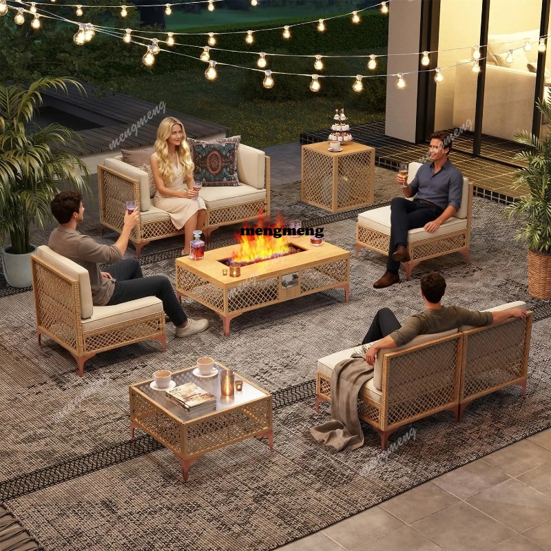 9-teiliges Outdoor-Möbelset mi – Outdoor Furniture With Fire Pit Table Bewertung und Preis