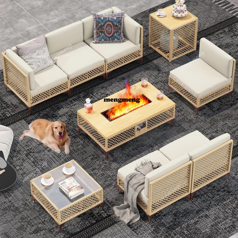 9-teiliges Outdoor-Möbelset mi – Outdoor Furniture With Fire Pit Table Bewertung und Preis