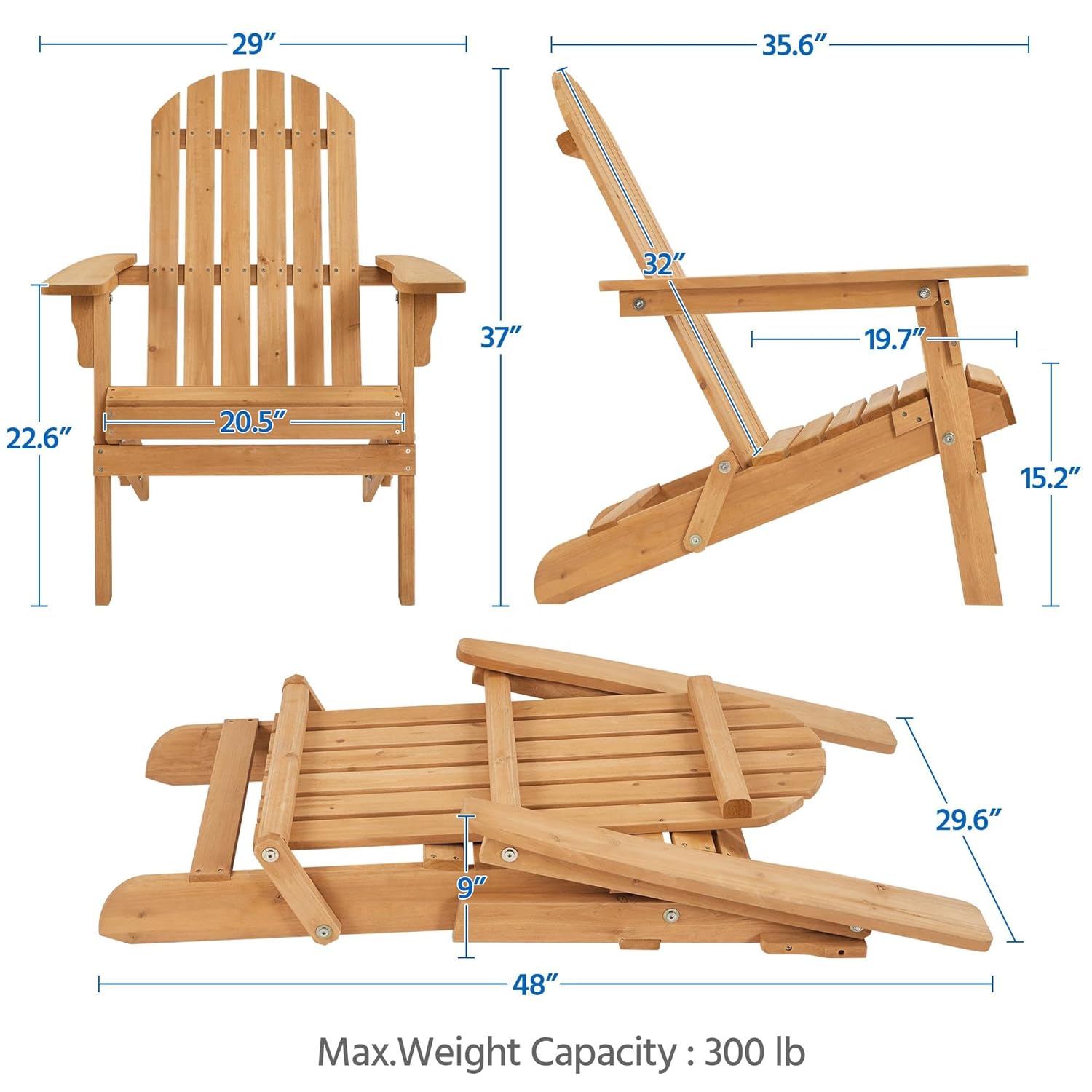 Klappbarer Adirondack-Stuhl, 2 – Adirondack Chair Wood Bewertung und Preis