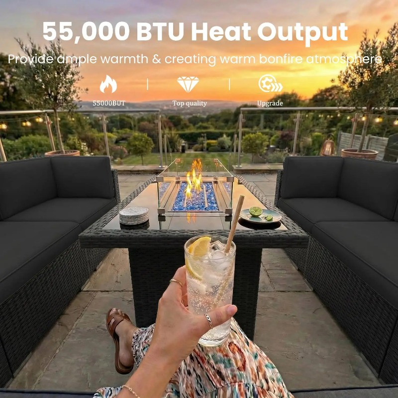 8-teiliges Gartenmöbel-Set aus – Outdoor Furniture With Fire Pit Table Bewertung und Preis