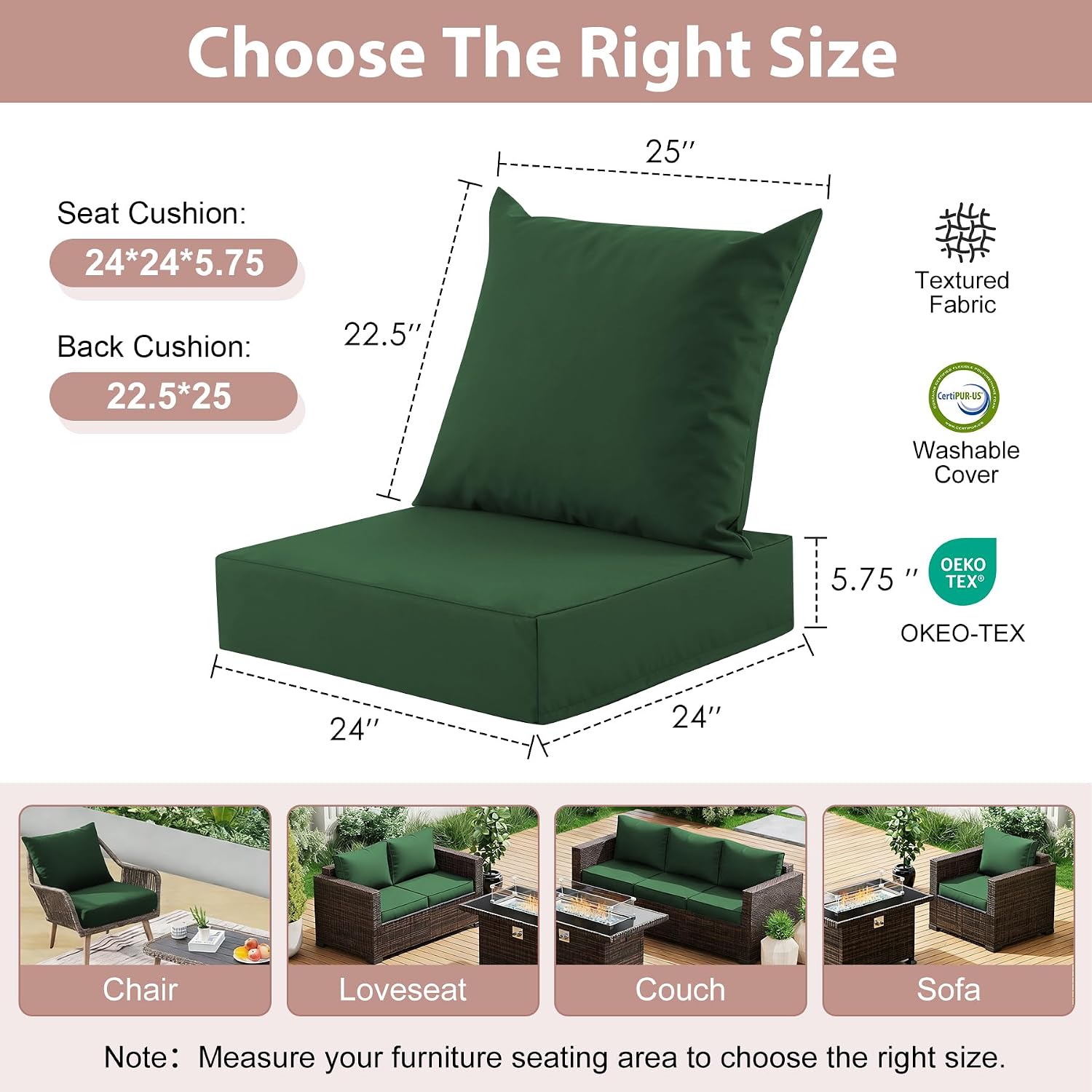 Outdoor-Tiefsitzkissen-Set, 24 – Outdoor Furniture Cushions 24 X 24 Bewertung und Preis