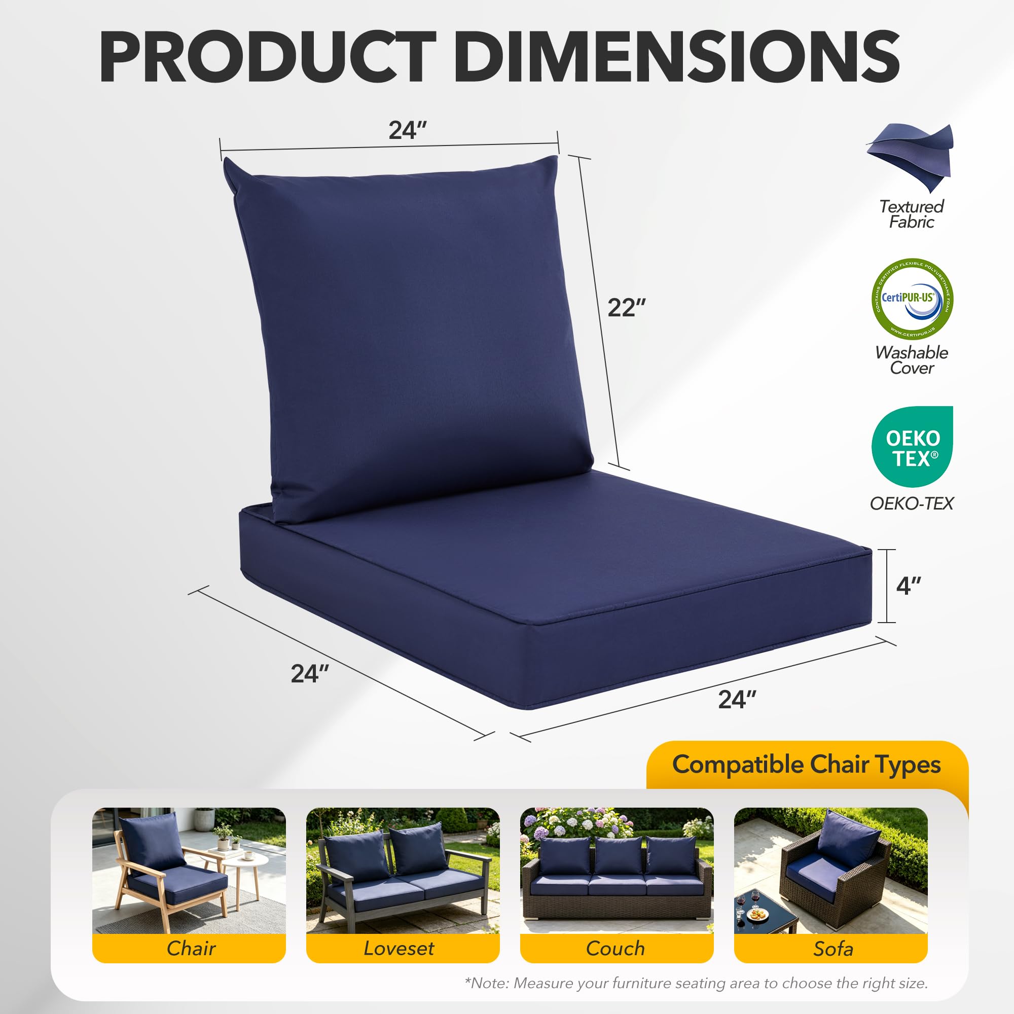 24x24 Outdoor-Stuhlkissen-Set, – Outdoor Furniture Cushions 24 X 24 Bewertung und Preis