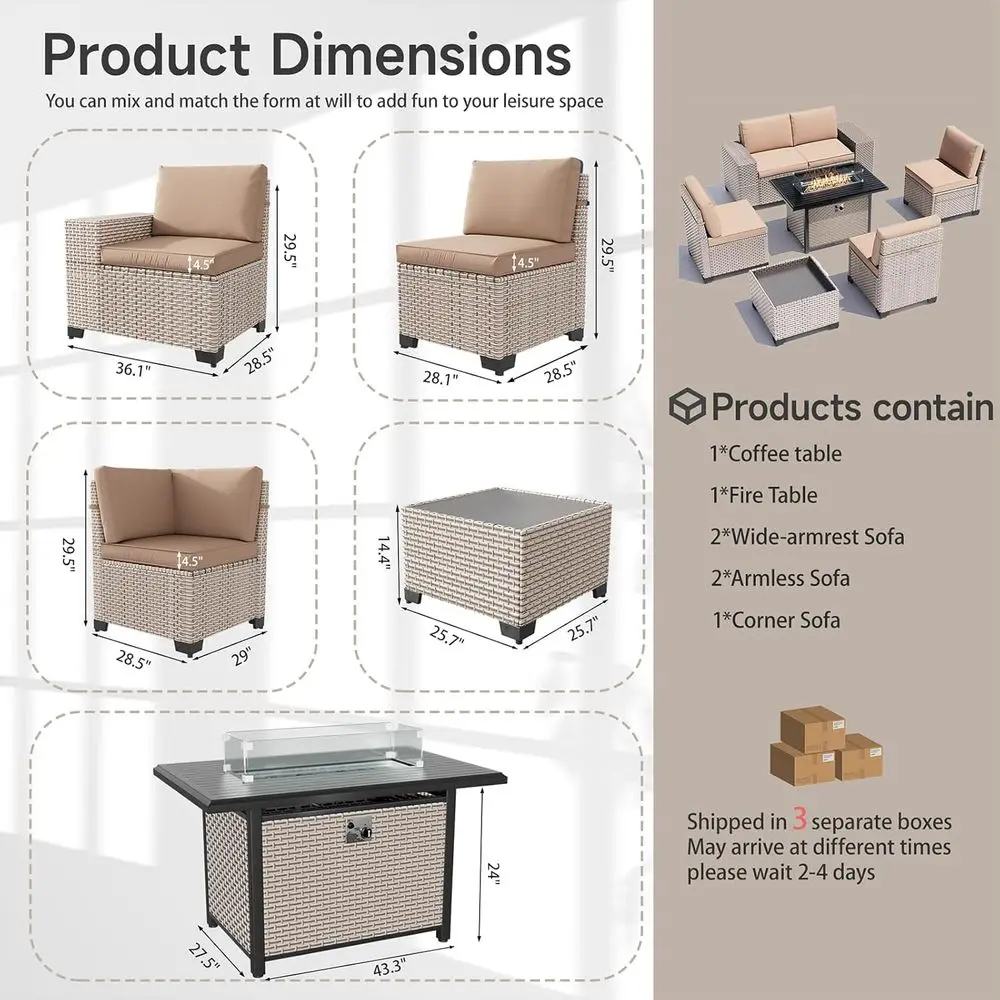 7-teiliges Outdoor-Terrassenmö – Outdoor Furniture With Fire Pit Table Bewertung und Preis