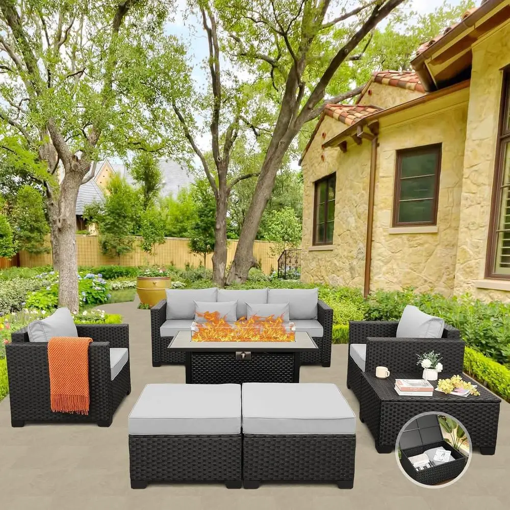 45-teiliges Outdoor-Terrassenm – Outdoor Furniture With Fire Pit Table Bewertung und Preis