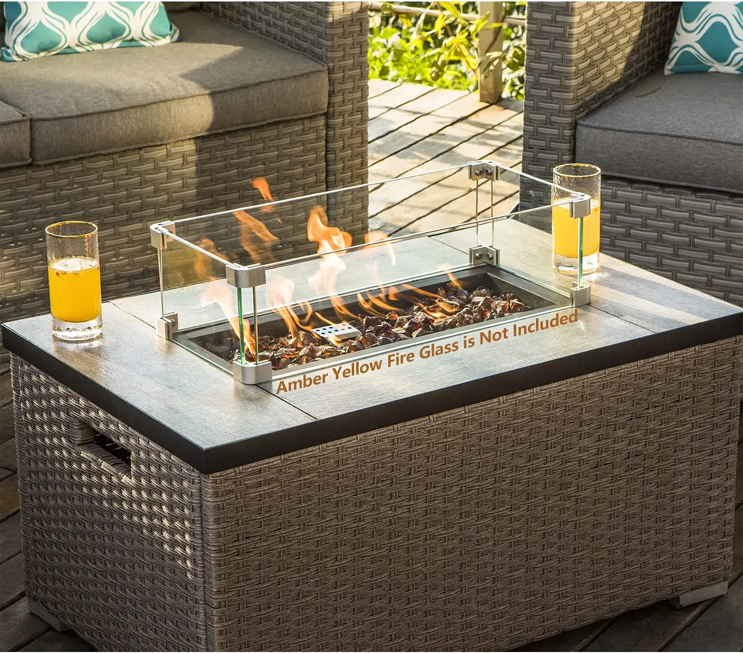-Ganzmöbel 5-teiliges Sofa aus – Outdoor Furniture With Fire Pit Table Bewertung und Preis
